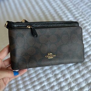 Coach double zip wallet